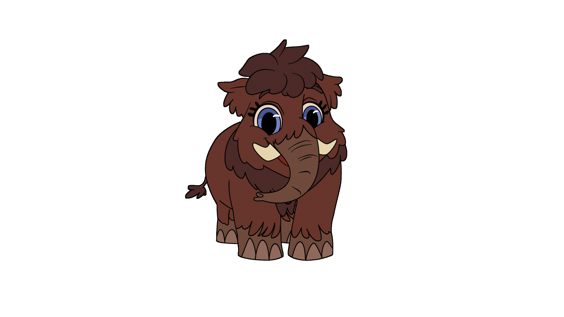 A cute chonky mammoth eating happily!